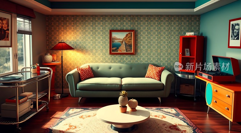 复古客厅温馨场景