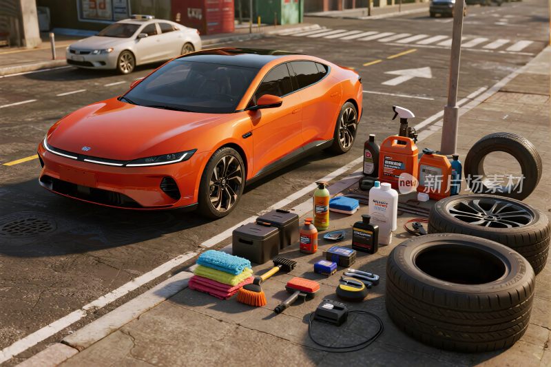 橙色汽车维修场景