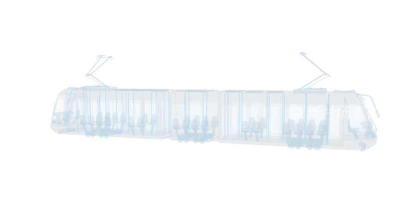 有轨电车公共汽车公交车科幻透明赛博朋克