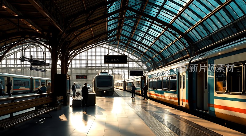 阳光下的火车站台