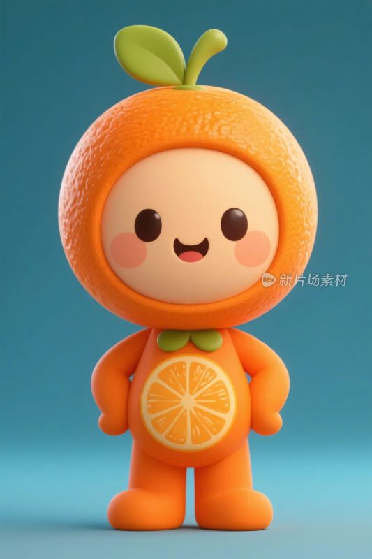 橙色卡通橘子角色