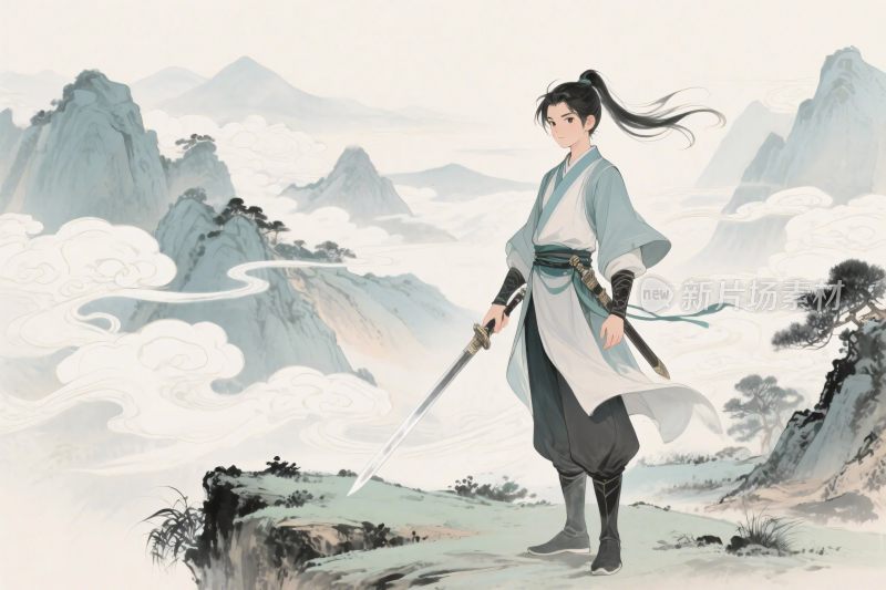 古风侠客山水插画