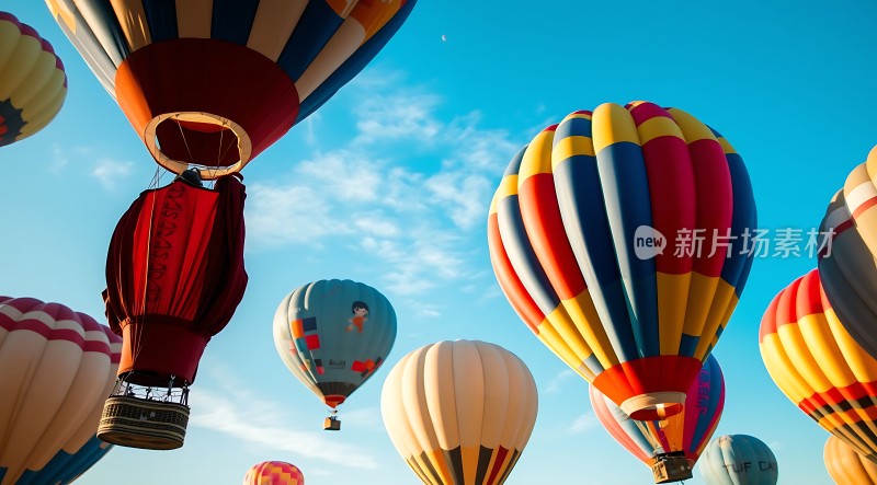 多彩热气球翱翔蓝天