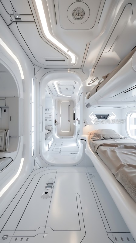 太空舱内景未来主义卧室设计