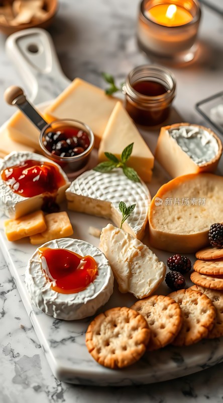 奶酪拼盘配果酱和饼干