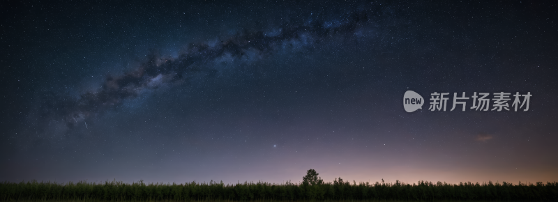 星空林线和湖泊高清风景横幅图片