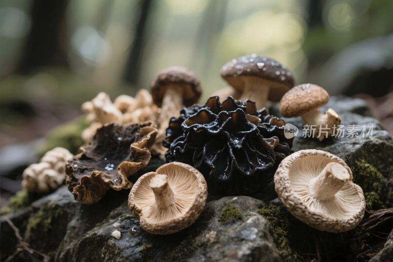 森林中的多样蘑菇