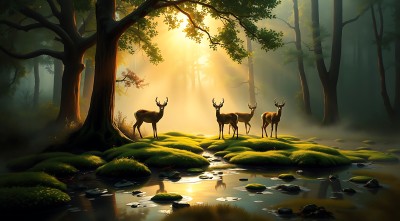 晨光中的鹿影 晨光中的鹿影