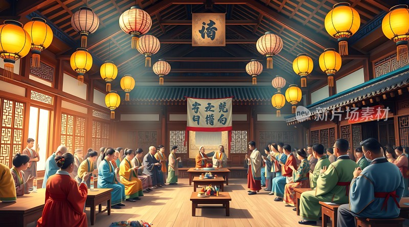 古风课堂学子们专注聆听老师讲解