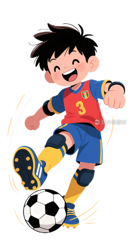 卡通风格踢球儿童免抠素材