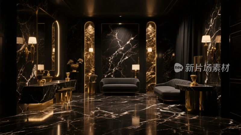 奢华黑金室内空间