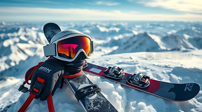 雪地上的滑雪装备