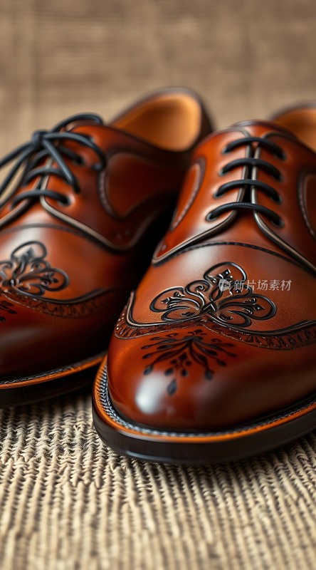 棕色雕花皮鞋
