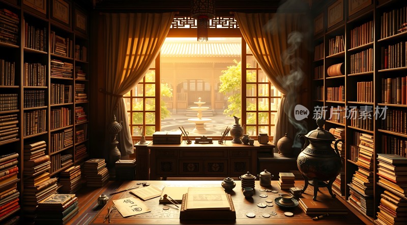 古风书房书香门第岁月静好