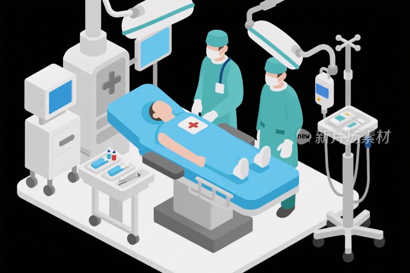 手术室场景等距插画