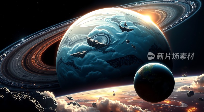 星际奇观神秘星球与璀璨星环