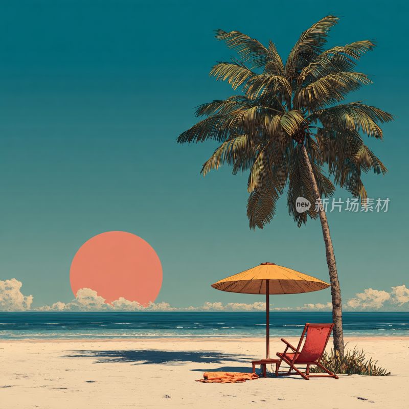 海边沙滩上的休闲场景