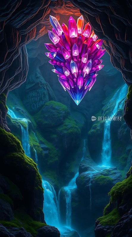 神秘晶洞瀑布奇景