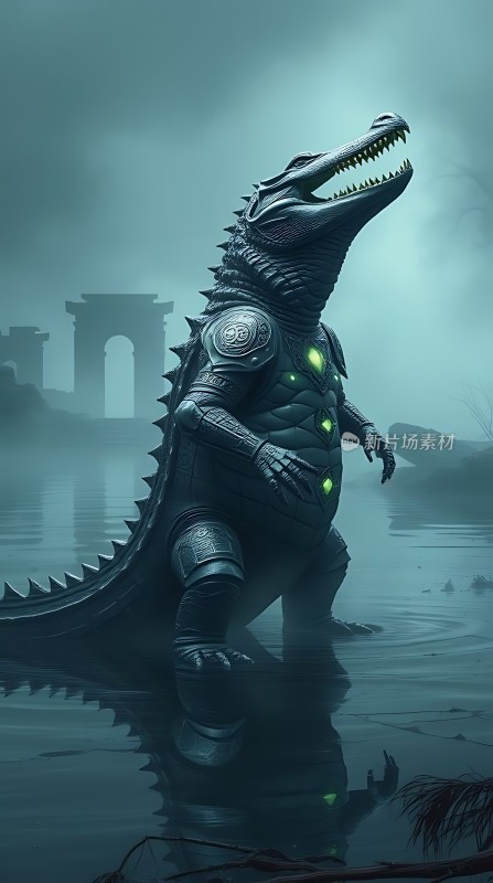 神秘古遗迹中的巨鳄战士