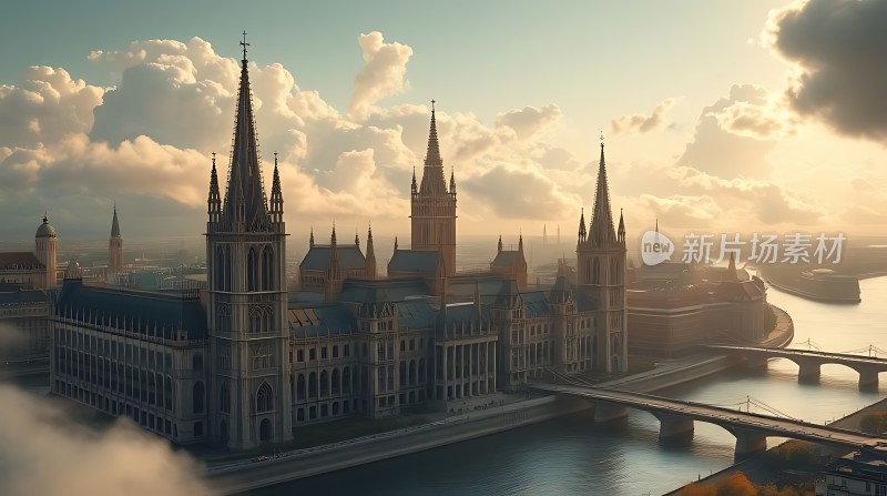 伦敦泰晤士河畔日落美景