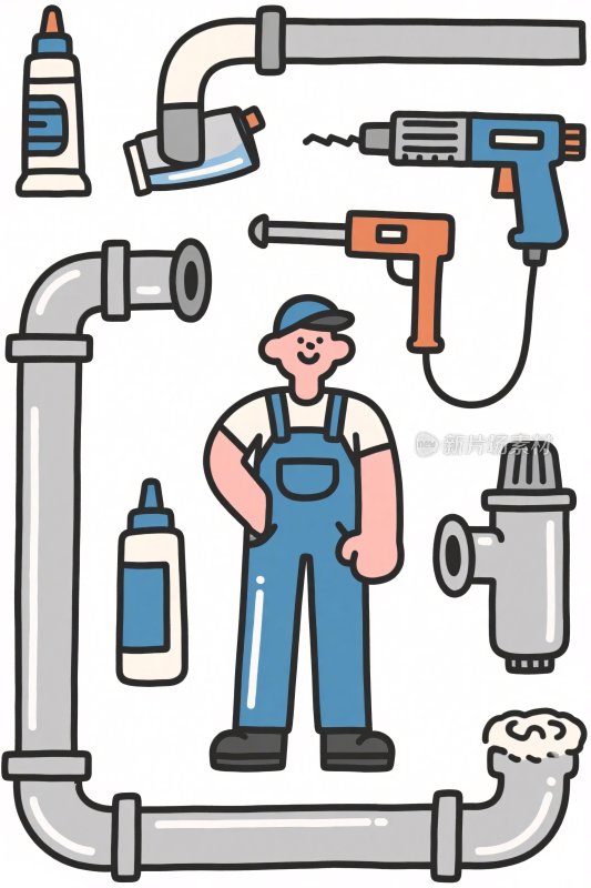 管道维修工具插画