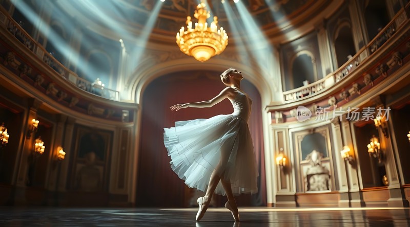 芭蕾舞者旋转舞台上的优雅瞬间
