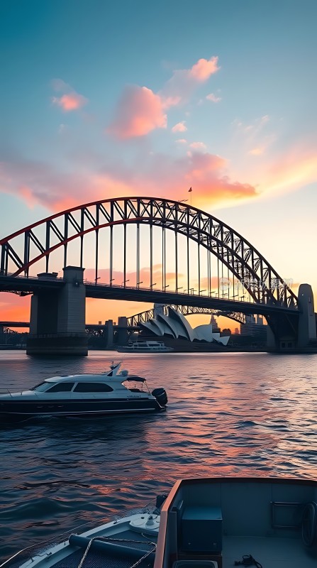 悉尼歌剧院与海港大桥日落美景