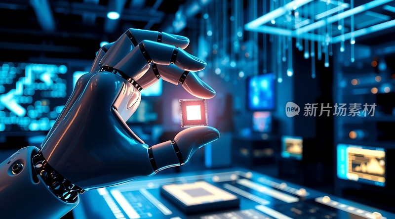 机器人手握芯片科技感十足