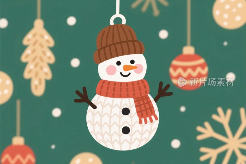 冬季雪人圣诞插画
