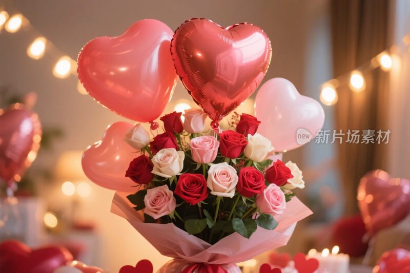 浪漫鲜花爱心气球装饰