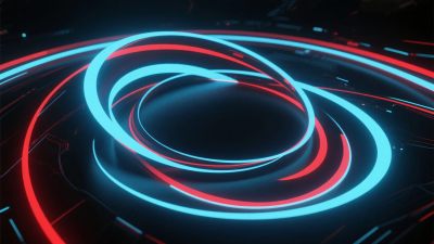 红蓝霓虹光效环形图案