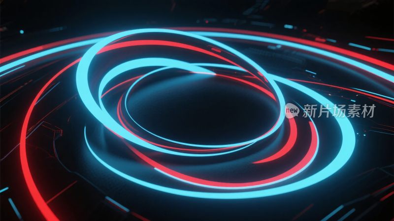 红蓝霓虹光效环形图案