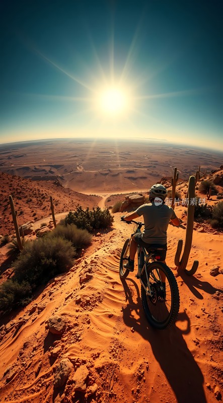 骑行者与沙漠风光