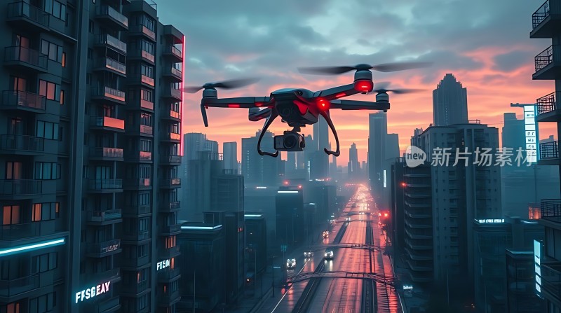 未来之城无人机夜航
