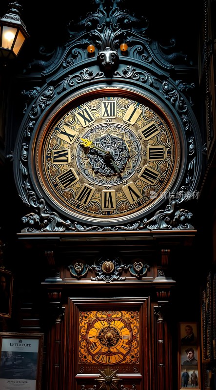 古铜色时钟映照着岁月的光辉