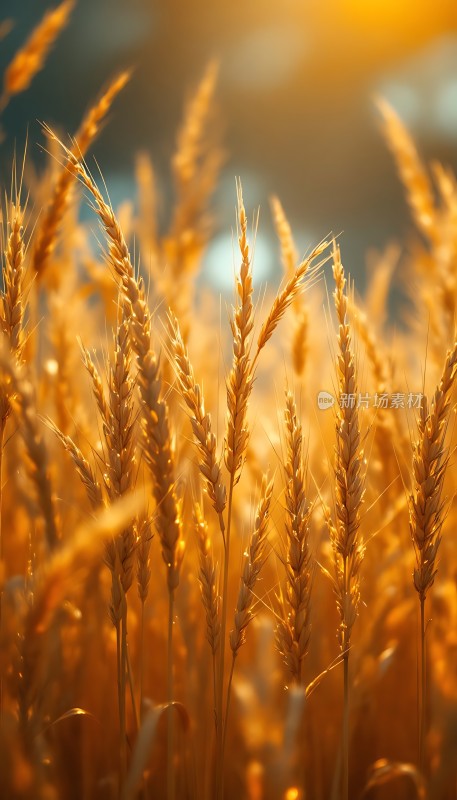 金色麦浪阳光下的丰收景象