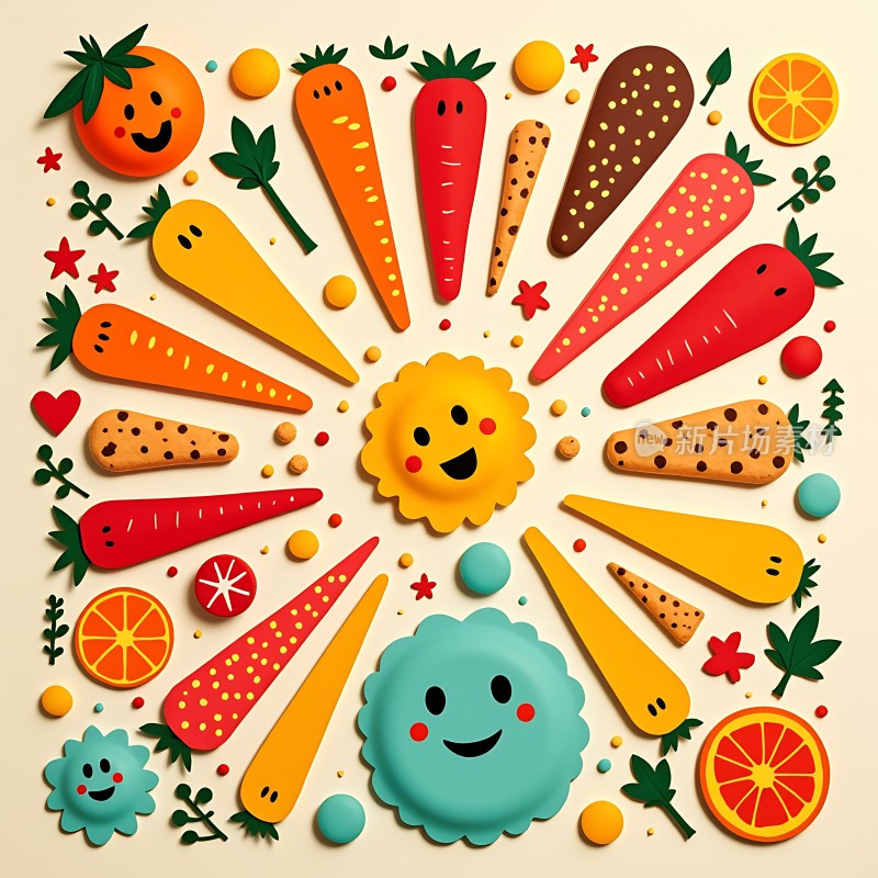 果蔬乐园色彩缤纷笑脸迎人