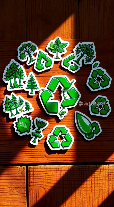 绿色环保主题贴纸展示