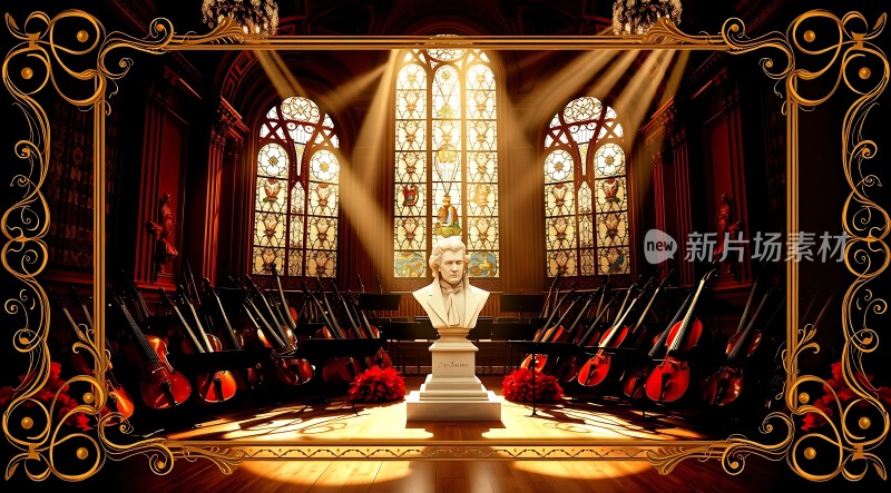 古典音乐盛宴雕像与提琴交响