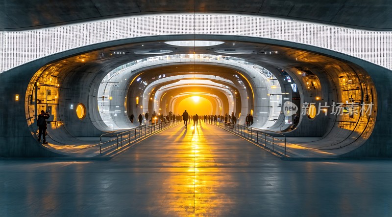 未来隧道光影交错探索未知