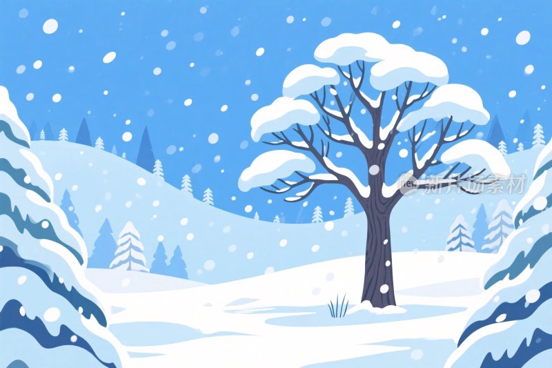 冬季雪景插画