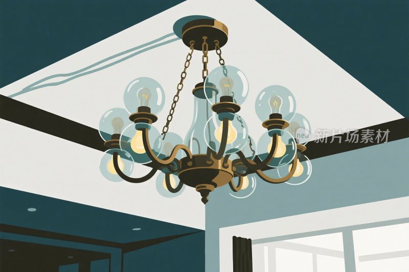 室内吊灯插画