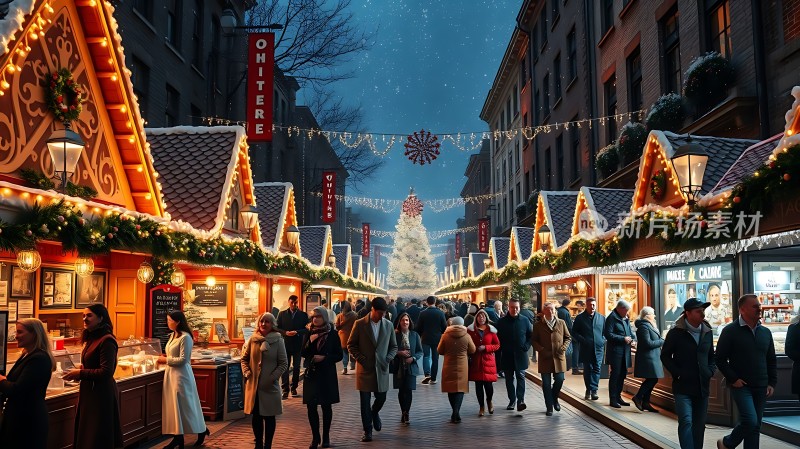 圣诞集市上的温馨夜晚