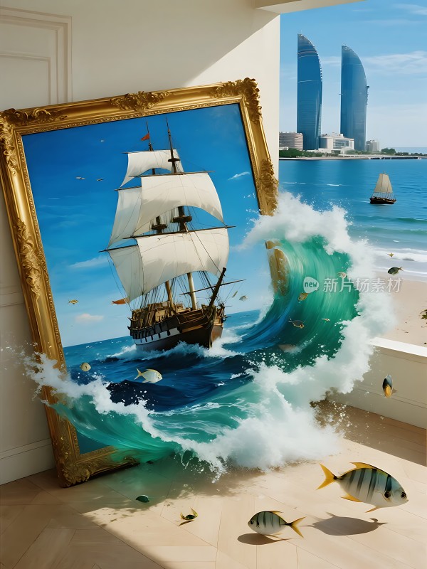 穿越画框的海上冒险之旅