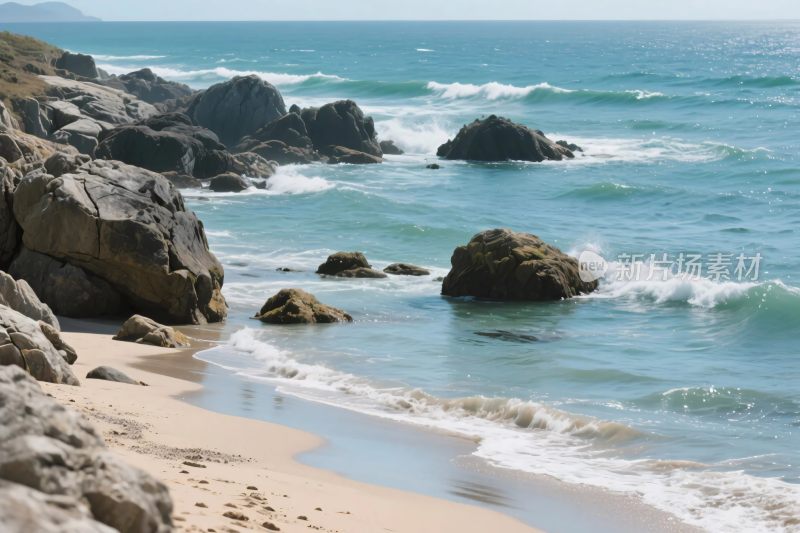 海边岩石沙滩风景