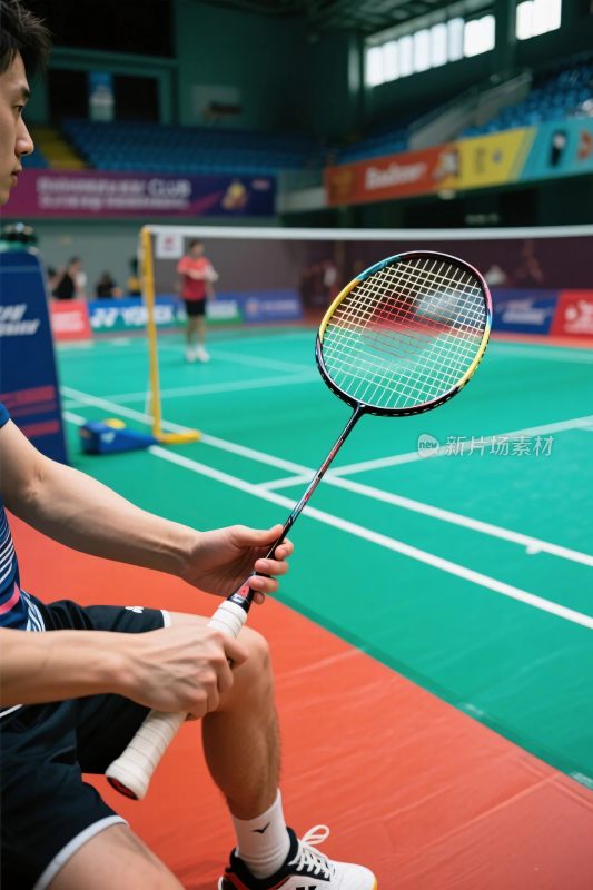 室内羽毛球场地球拍
