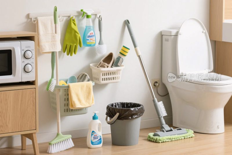 卫生间清洁工具布置场景图