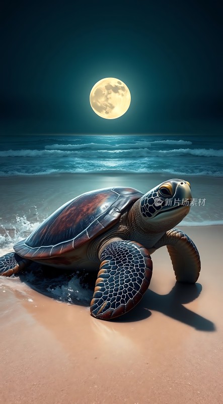 月下海龟归巢