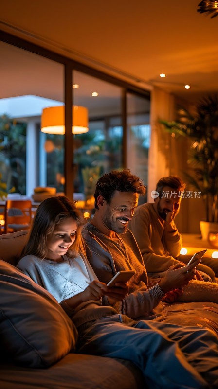 温馨夜晚三人共度美好时光