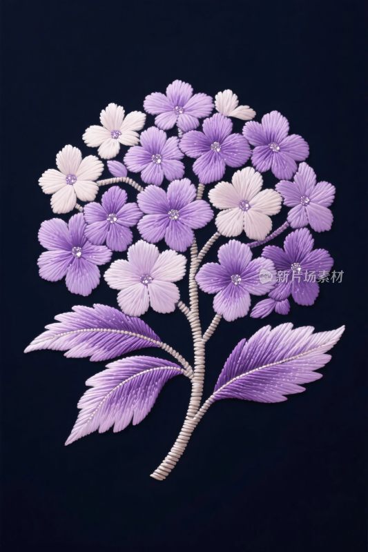 绣球花刺绣插画